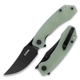 Crescent G059 folding knife in Nature Green with black D2 blade – closed view